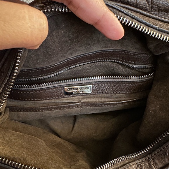 Giorgio Armani Shoulder Bag, Ostrich Leather in dark brown. - Picture 3 of 5